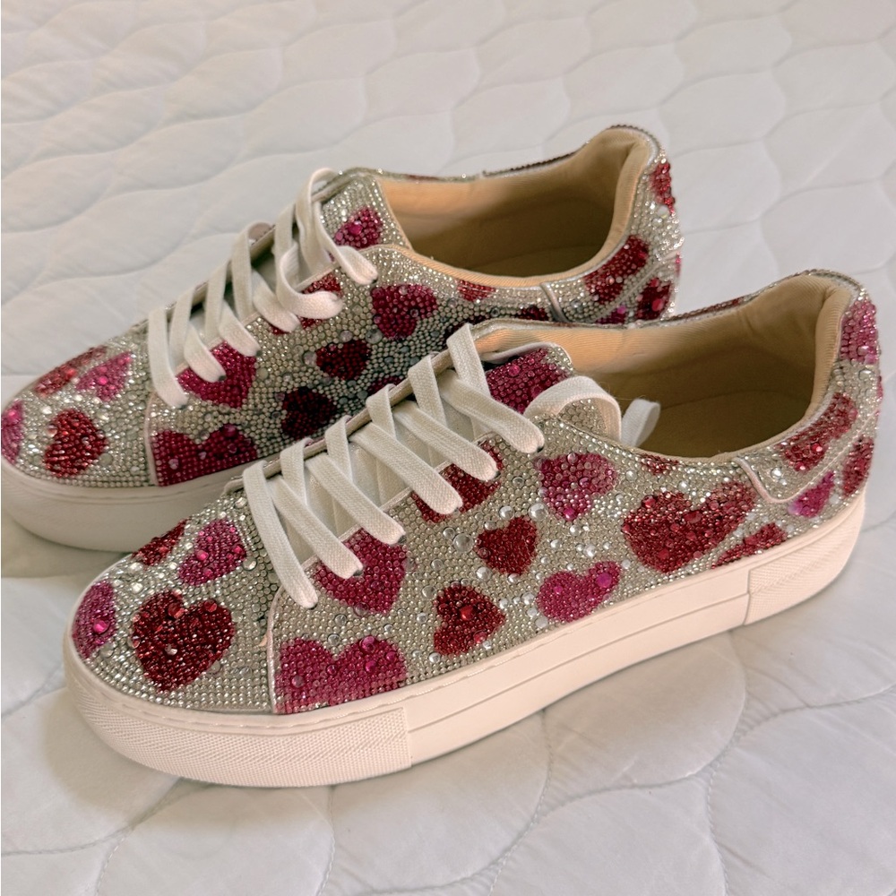 Betsy Johnson Embellished Heart Platform Sneakers